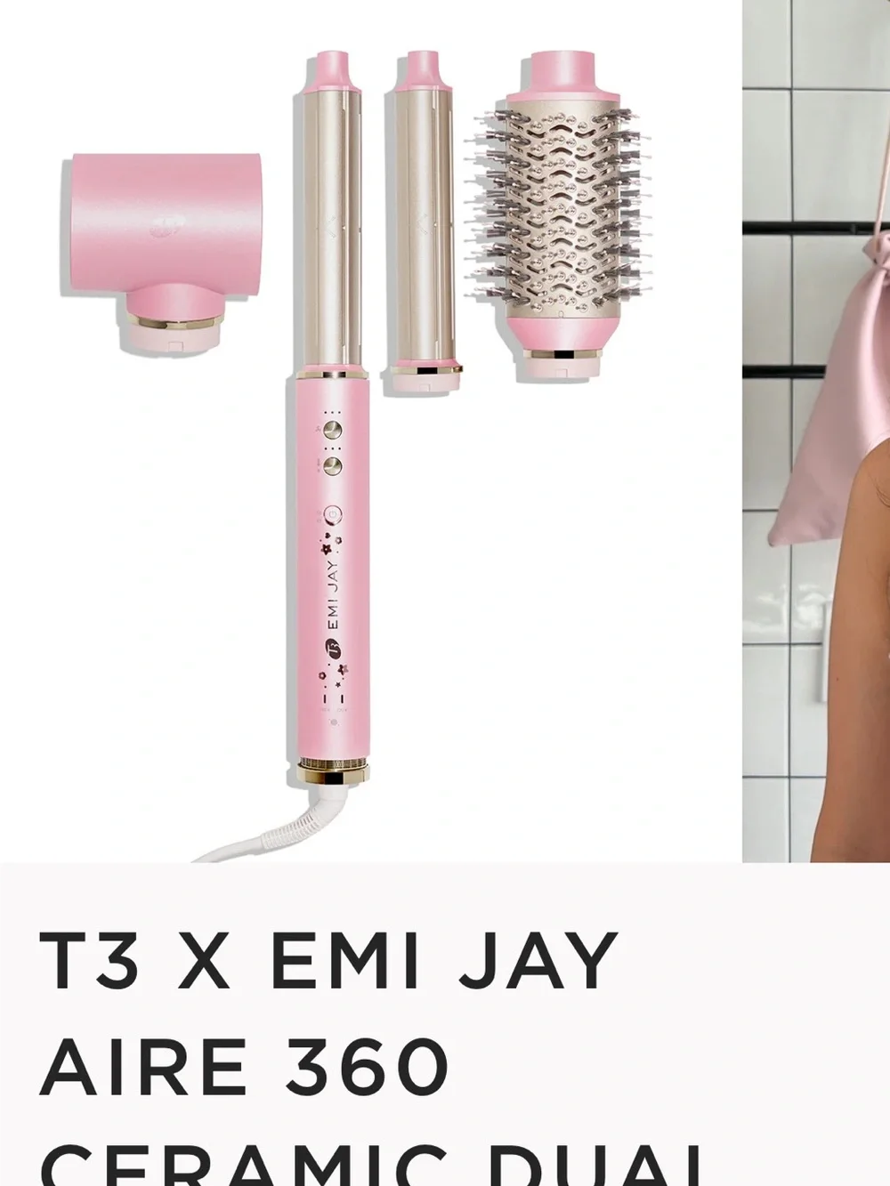 ISO POST‼️‼️ LOOKING TO BUY! T3 x Emi Jay Pink Hair Dryer - Ceramic Styling Tool
